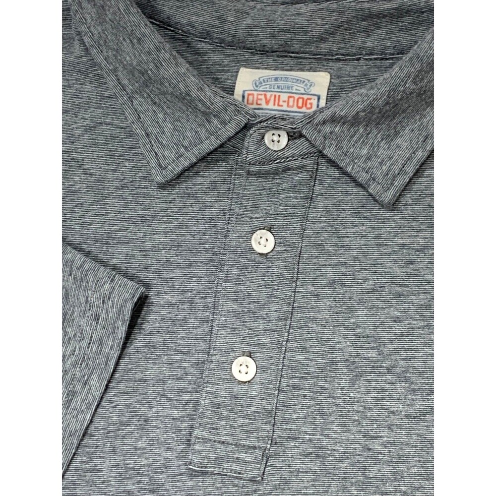 Devil Dog Dungarees Polo Shirt Mens 2XL Feeder Striped Gray Golf Athleisure